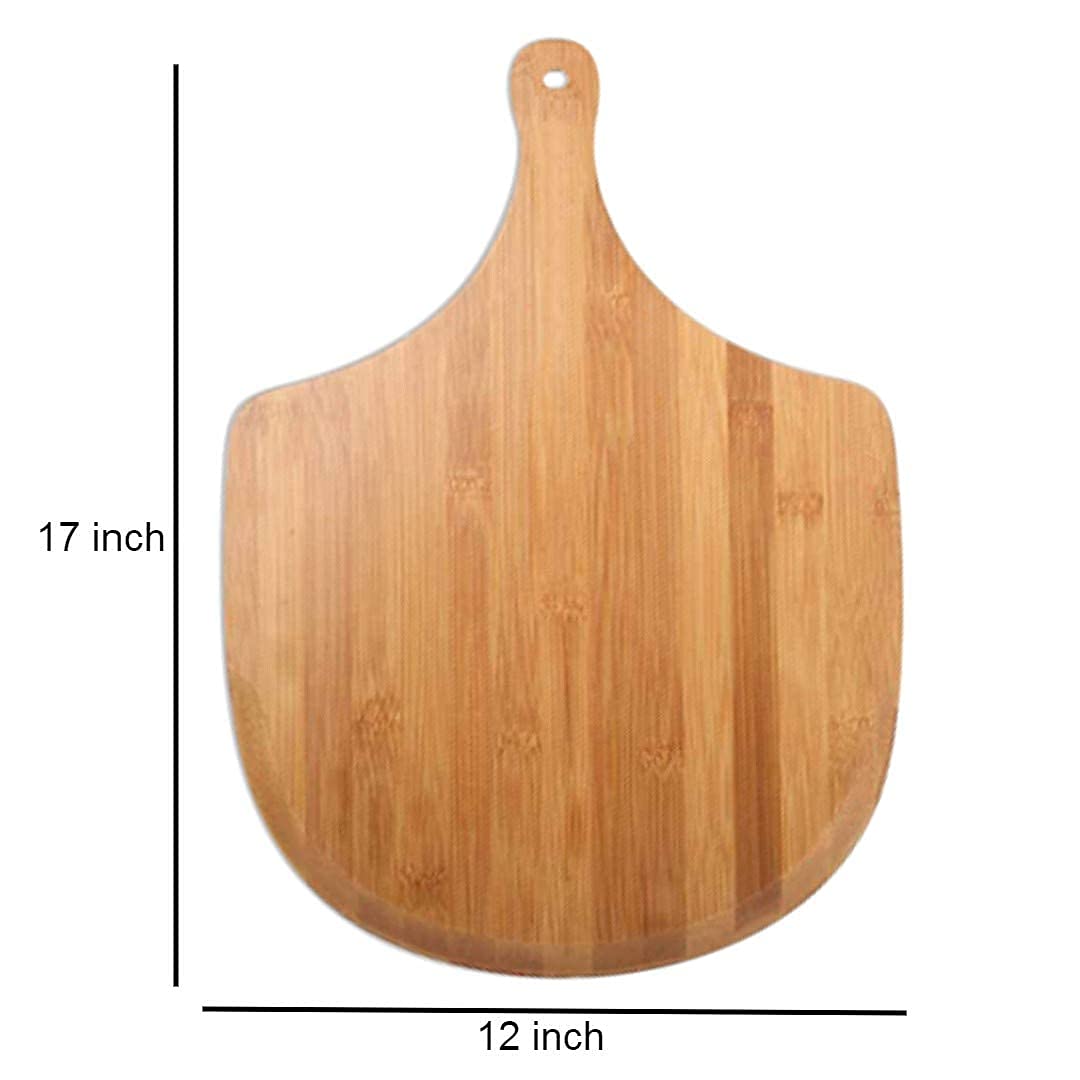 Wooden Pizza Peel 17 Inch by 12 Inch pizza Natural Bamboo Pizza Cutting Board With Handle, 12” x 17” For Baking Pizza, Bread Peel, Cutting Fruit, Vegetables, Cheese, wooden pizza
