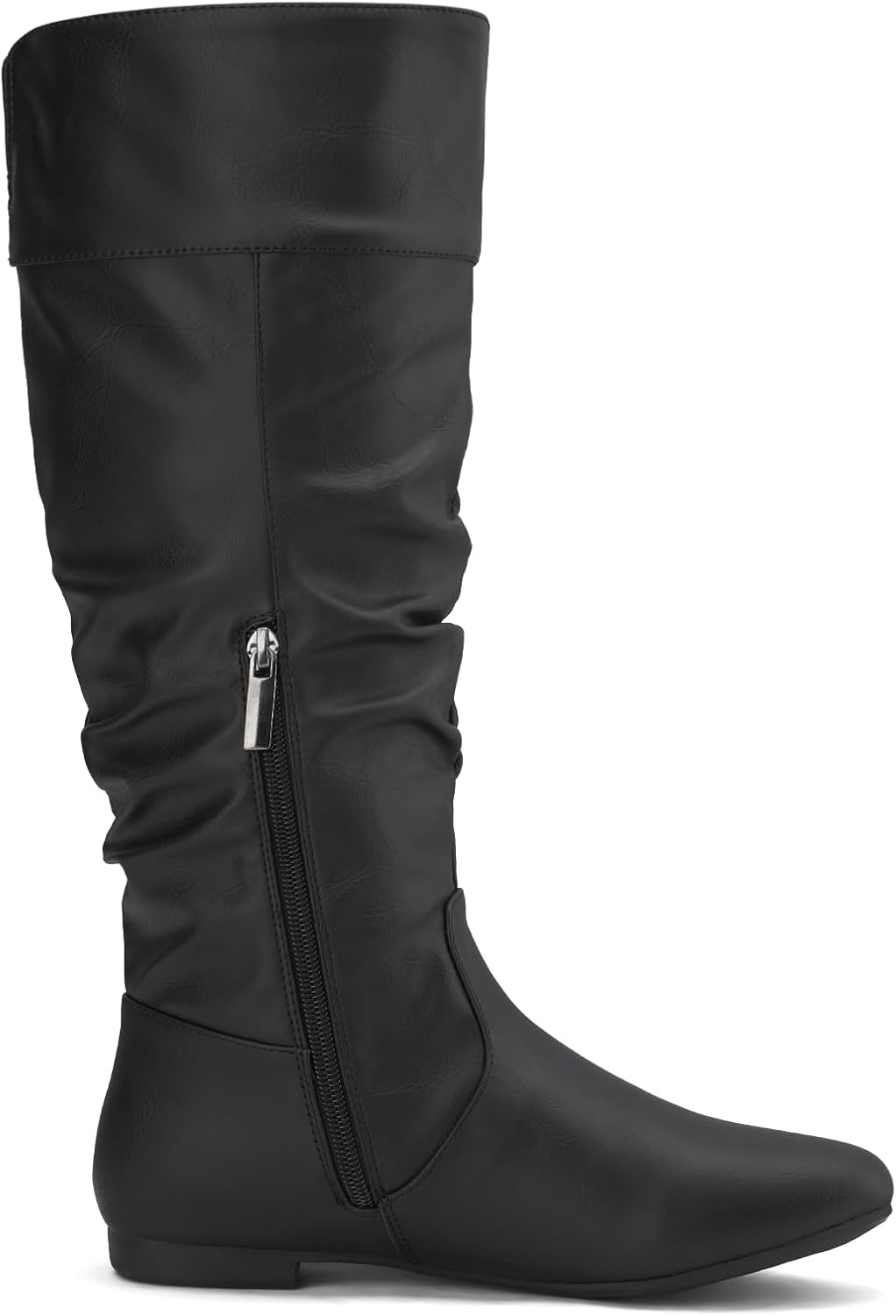 Rollda SUEDI Women's Slouchy Knee High Boots Pull On Flat Boots Side Zipper Fall Boots for Women - Image 7