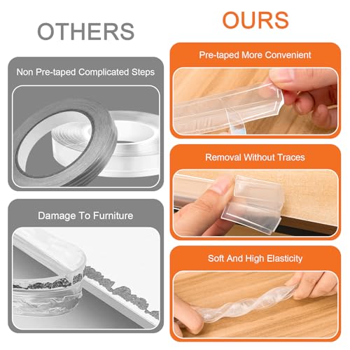 Image of Edge Protector 100% Silicone, Baby Proofing Clear Table Corners Guards, Pre-Taped Adhesive Soft for Kids Proof Safety, Child Table Wall Furniture Bumper, Wall Corner Cover, 0.6x0.6in, 3.3 Foot