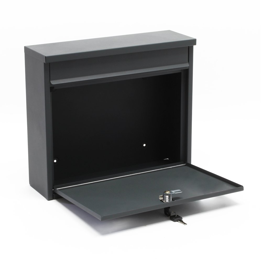 Wiltec Set Cassetta postale singola autoportante V13 antracite, con telaio di supporto
