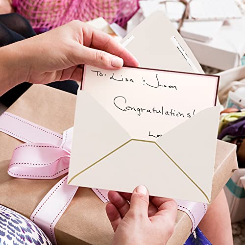 A7 Ivoy Envelopes 5 x 7 With Gold Border,- 50 Pack,For 5x7 Cards| Quick Self Seal| Perfect for Weddings, Invitations, Photos, Graduation, Baby Shower| Thick Luxury paper|5.25 x 7.25 Inches (Ivory) by AZAZA - Image 7
