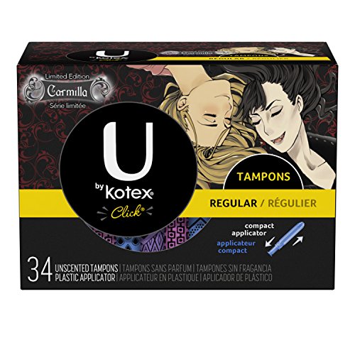 U by Kotex Click Tampon, Regular Absorbency, Carmilla Limited Edition, Unscented, 34 Count (Pack of 6)