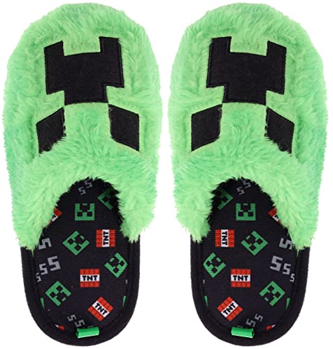 Minecraft Men's/Women's Unisex Slipper Novelty Plush Scuff Creeper Green Men's Women's 11-12 9-102