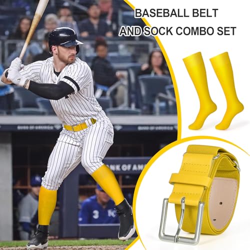Image of XZQTIVE Baseball Softball Socks and Baseball Softball Belt Combo Set Knee-High Soccer Socks for Kids Youth Adult