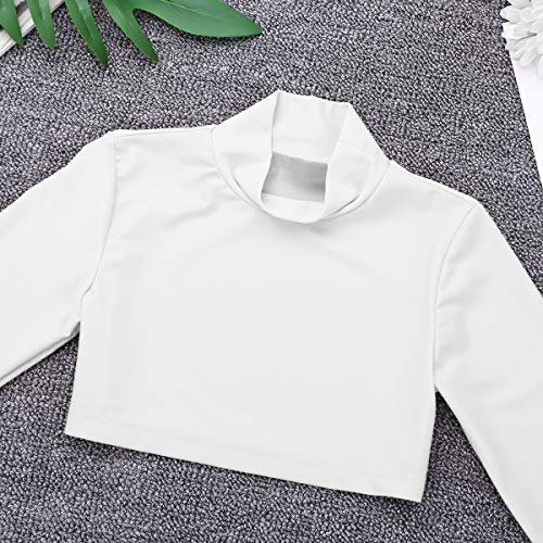 YiZYiF Kids Girls Basics Sportswear Athletic Long Sleeve Stretch Short Mock Neck T-Shirt Crop Top4
