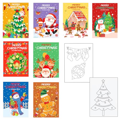 MORAINJAY 16 Mini Libri da Colorare per Bambini, Natale Libri da Colorare, Regali di Compleanno, Riempitivi per Borsette Festa, Attività DIY, Premi Scuola