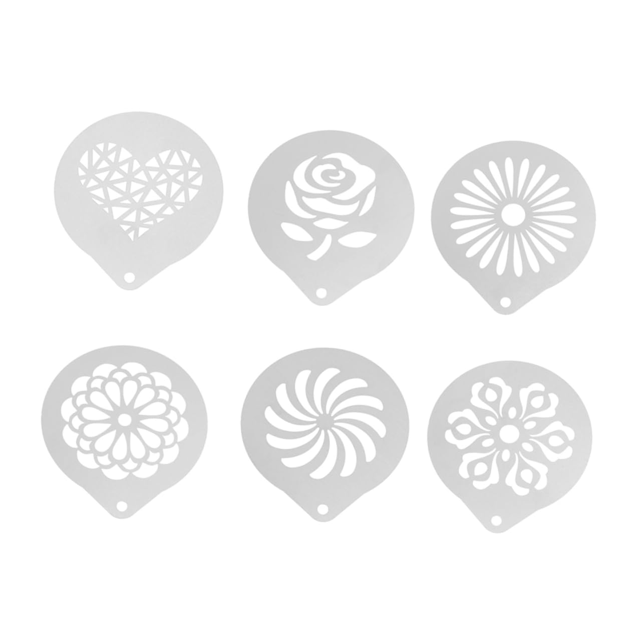 Cabilock 6Pcs Stainless Decorating Professional Latte Art Stencils for Cappuccino Cupcake and Hot Easy to Clean Templates for Restaurant Use