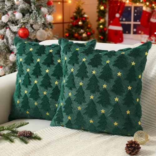 Kissenbezug Weihnachten 50x50 cm,2er Set Weihnachtskissen...