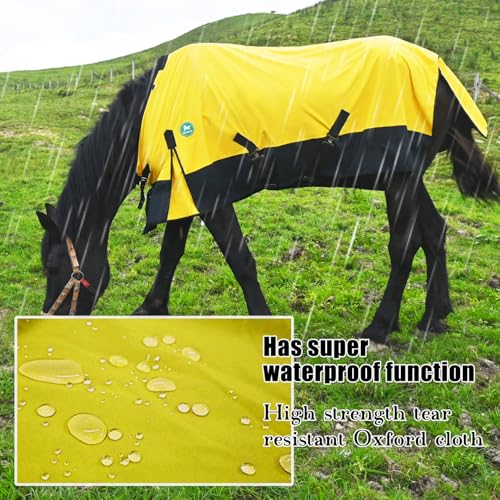Image of Adjustable Waterproof Horse Sheet | Horse Blankets for Real Horses|Perfect Rainy Day Protection(70 inch, Yellow)