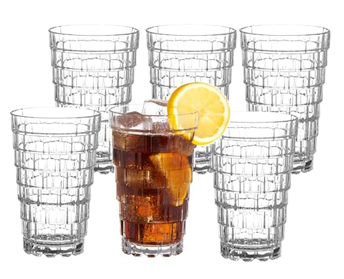 Image of Premium 350ML Juice Glasses Drinking Glasses, Highball Lead-Free Glasses, Tumblers for Water, Juice, Beer, Cocktail and Mixed Drinks - Pieces, Transparent (Hiball Glasses, 6 Count (Pack of 1))