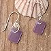 French Curve Sea Glass Earrings (Orchid) - Sterling Drop Beach Earrings for Women by EcoSeaCo, using sustainable, recycled and repurposed material. Handmade Jewelry in the USA