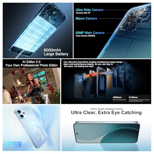 OPPO Reno14 FS 5G 12+512GB Teléfono Movil, IA Smartphone Android, Pantalla AMOLED 120Hz de 6,57", Cámara AI 50+8+2MP, Batería 6000mAh, SUPERVOOC 45W, Snapdragon 6 Gen 1, IP69, Vídeo 4K, NFC, Azul 2 Oppo Reno14 Fs 5g 12+512gb Teléfono Movil, Ia Smartphone Android, Pantalla Amoled 120hz De 6,57", Cámara Ai 50+8+2mp, Batería 6000mah, Supervooc 45w, Snapdragon 6 Gen 1, Ip69, Vídeo 4k, Nfc, Azul