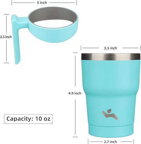 Miniatura 4 de 10 oz Tumbler with Handle and 2 Straw 2 Lid, Insulated Water Bottle Stainless Steel Vacuum Cup Reusable Travel Mug,Turquoise Negro