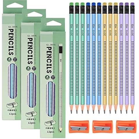 SUUEIOKL 36 Lápices de Madera con Goma de Borrador y 3 Sacapuntas Cover