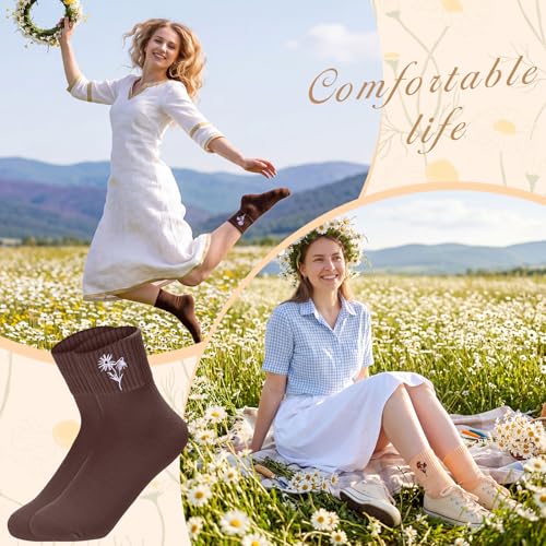 Image of Eurzom 10 Pairs Socks Womens Crew Elastic Ankle Length Cotton Socks Aesthetic Cute Lightweight Low Cut Gifts for Women