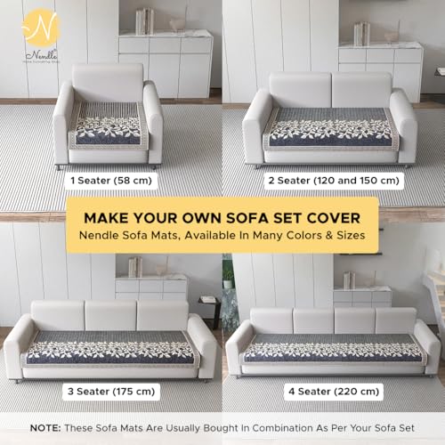 Image of Nendle Premium Chenille Floral Sofa Mat Arms Cover Only - Soft & Durable Protector for L Shape /Standard Sofa Set (58 cm, Grey, 1 Piece)