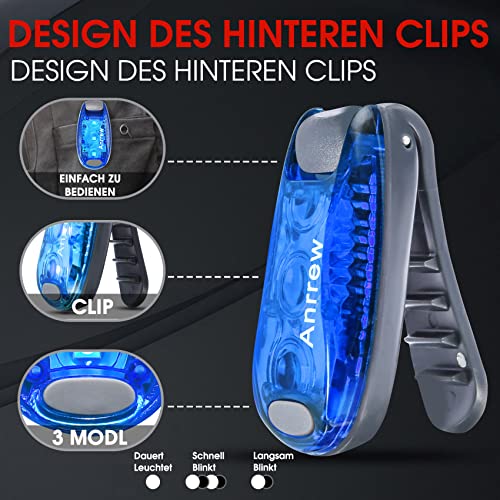 Anrrew Blinklicht Schulranzen Licht LED Sicherheitslicht 2er Set,Clip Reflektor Rucksack licht Lauflicht Kinderwagen Licht.Ideal für Jogger,Schultasche für Kinder, Kinderwagen、leuchtanhänger Hund