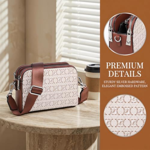 Image of Crossbody Bags for Women Small Shoulder Purses with Adjustable Wide Strap, Triple Zip Design