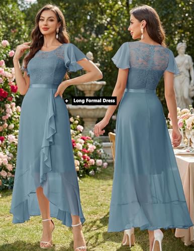 Image of BeryLove Formal Dresses for Women 2026 Wedding Guest with Slit Cocktail Elegant Lace Long Prom Dress