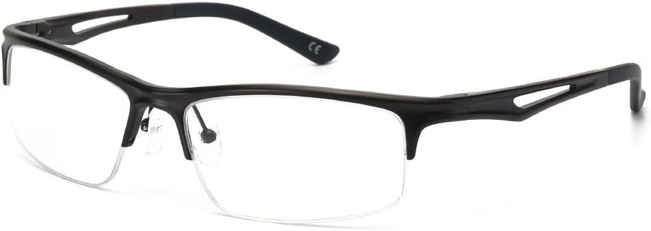 Langford Half Rimless Pliable Arm Sports Eyeglasses For Men With Non Prescription Lens 57mm gm123