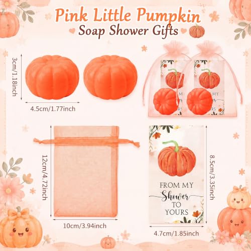 Image of 30 Sets Fall Pumpkin Soap Favors Autumn Bridal Shower Wedding Baby Shower Favor 50 Pumpkin Soap 50 Thanks Cards 50 Bags Gender Reveal Gift Keepsake for Thanksgiving Party Guest (Orange)