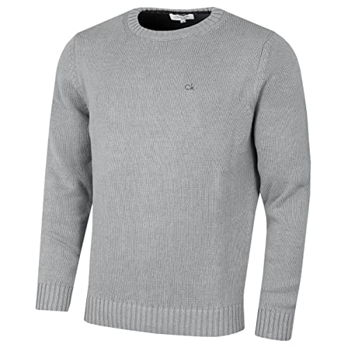 Calvin Klein Hombre Crew Cuello de algodón CK Suéter de Golf - Plata Marl - M