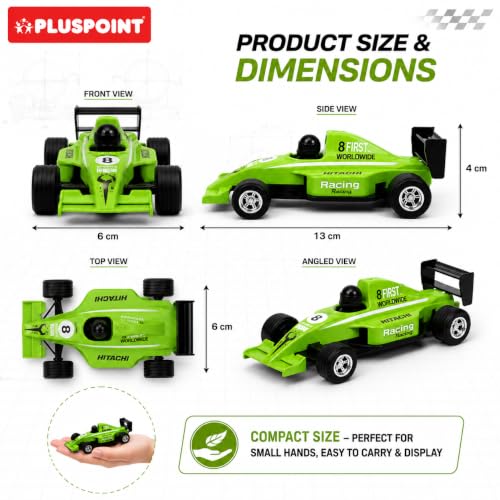 Image of PLUSPOINT F1 Racing Diecast Metal Car | Pull Back Formula Racing Car Model with Alloy Body | Mini Collectible High-Speed Racing Vehicle Toy for Kids Boys & Girls Age 3+