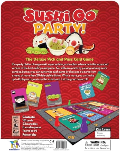 Image of Sushi Go Party! - The Deluxe Pick & Pass Card Game by Gamewright, Multicolored