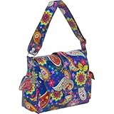 Kalencom Midi Coated Diaper Buckle Bag, Cobalt Paisley