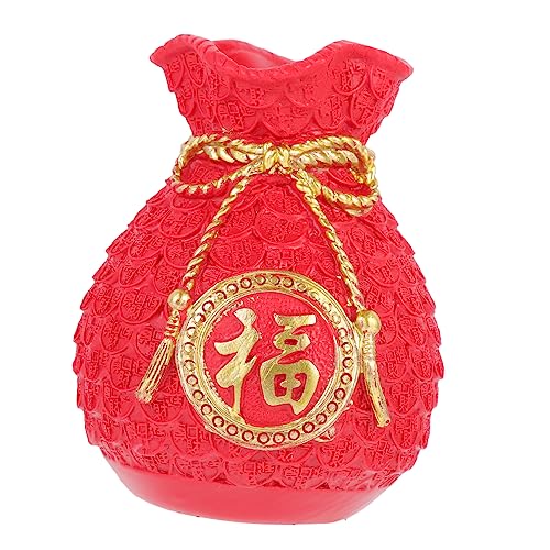 BESTonZON Bag Ornaments Fake Money Bank Money Pouches Car Mini Cash Decor Drawstring Burlap Bag Kit Coin Prop Poster Portable Bags Money Bag Present Resin Red