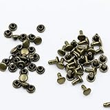 KUKU工房 両面カシメ レザークラフト材料 100組セット (アンティークゴールド, 頭5mmｘ足5mm)