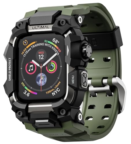 Ultimal Rugged Case With Band For Apple Watch Band 45Mm,Compatible With Apple Watch Series 9/8/7 45Mm Band Men, Military Grade Shockproof Bumper Cover For Iwatch Tactical Band Men cover