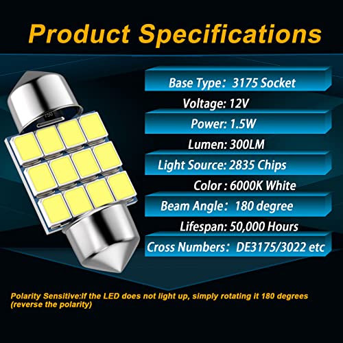Lámpara LED para auto DE3175, 31mm, 6 unidades miniatura 4
