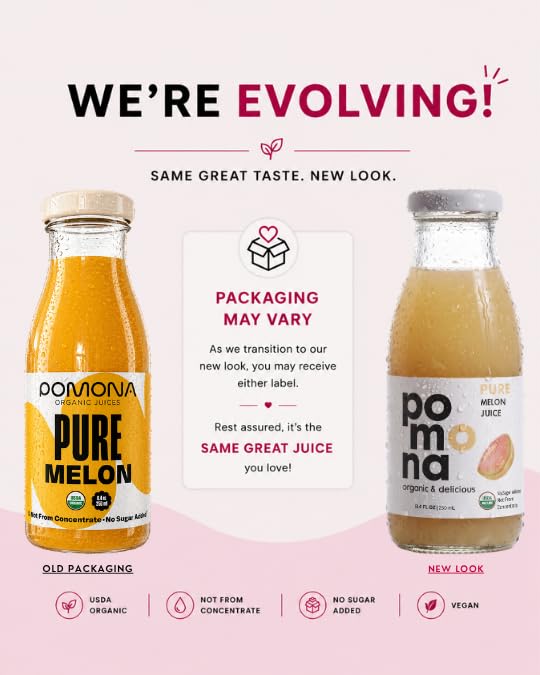 Image of Pomona Organic Juices Pure Melon Juice, Cold Pressed Organic Juice, Non-GMO, No Sugar Added, Not from Concentrate, Gluten Free, Kosher Certified, Preservative Free, 8.4 Ounce (Pack of 12)