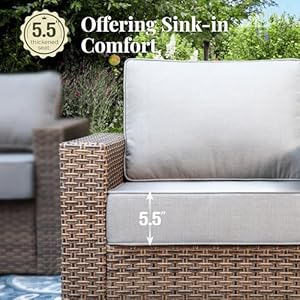 4 Pieces Patio Furniture Set, Outdoor Wicker Rattan Sofa Couch with 5.5" Thick Comfy Cushions, Swivel Rocker Chairs and Coffe Table, High Back Conversation Set Garden Backyard, Grey 4 Pieces Patio Furniture Set Outdoor Wicker Rattan Sofa Couch with 55 Thick Comfy Cushions Swivel Rocker Chairs and Coffe Table High Back Conversation Set Garden Backyard Grey