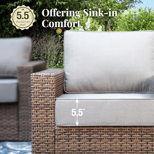 4-Pieces-Patio-Furniture-Set-Outdoor-Wicker-Rattan-Sofa-Couch-with-55-Thick-Comfy-Cushions-Swivel-Rocker-Chairs-and-Coffe-Table-High-Back-Conversation-Set-Garden-Backyard-Grey 4 Pieces Patio Furniture Set Outdoor Wicker Rattan Sofa Couch with 55 Thick Comfy Cushions Swivel Rocker Chairs and Coffe Table High Back Conversation Set Garden Backyard Grey