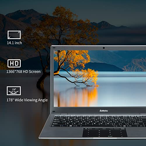 2022-Newest-Azeyou-141-Thin-Light-Business-Student-Laptop-Computer-up-to-28GHz-Intel-Celeron-N4020-Processor-4GB-DDR4-RAM-64GB-Storage-2MP-Webcam-WiFi-Bluetooth-Windows-11-Laptop-Gray