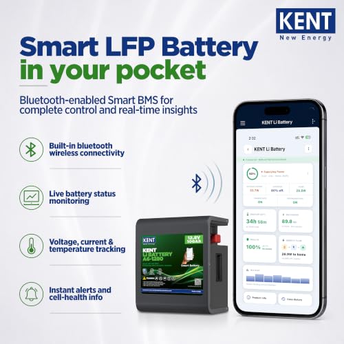 Image of KENT Lithium Battery A6-1280 12.8V 100Ah | Smart BLE Battery | MCB Protection | Safe LFP Chemistry | Fast Charging in 2Hrs | 150Ah Lead Acid Equivalent | 10Yr Design Life | 3000+ Cycles | 5Yr Warranty