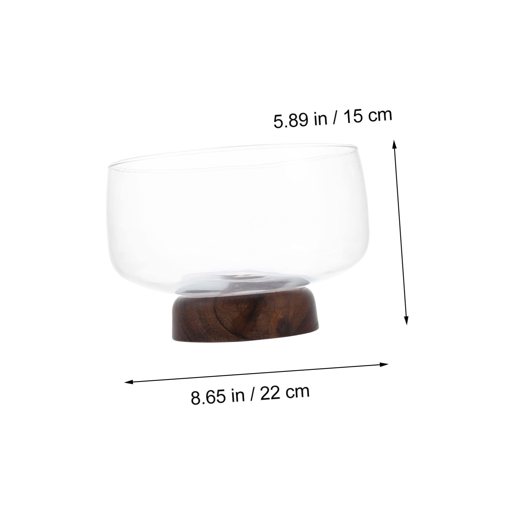 Didiseaon Frutero Transparente de Vidrio y Madera, 3500ml, Alto | Acabado Fino, Uso Multifunción, 3500ml de Capacidad, Pieza para Fruta y Refrigerios