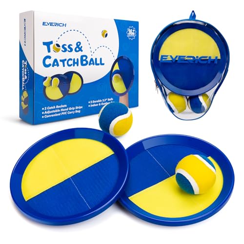 Image of EVERICH TOY Toss and Catch Ball Game Set, Upgraded Sticky Paddle Ball Set for Kids & Toddlers, Sturdy & Water-Resistant Outdoor Backyard Beach Pool Toy, Birthday Gift for Boys Girls Ages 3-12