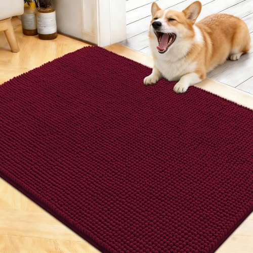 Image of OLANLY Dog Door Mat for Muddy Paws 40x32, Absorbent Chenille Mud Doormat