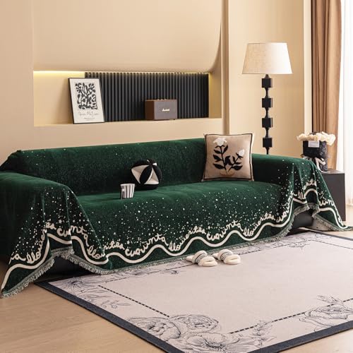 VanderHOME Multifuncional Plaid Sofa Plaid Cama, Funda Protectora contra Arañazos para Sofá, Protección para Sofá contra Gatos, Apta para Mascotas y Agradable Al Tacto 180 * 300cm-Verde Oscuro