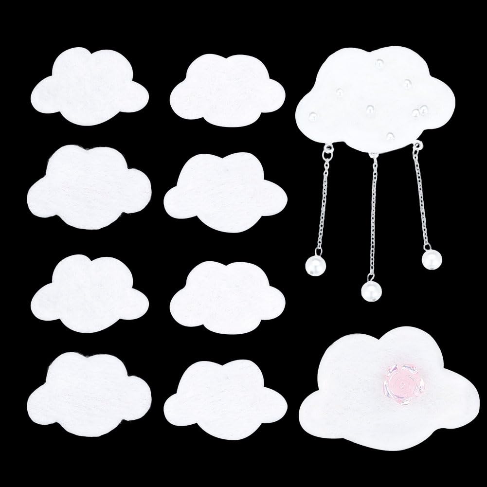 PH PandaHall 8 pz Feltro Nuvole Decorazione Nuvola Bianca, Ornamenti di Nuvole In Feltro, 4.3x7cm