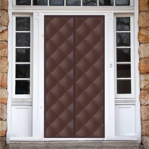 Cortina magnética con aislamiento térmico para puerta de cocina, color marrón, 90 x 220 cm, resistente al viento, pantalla de aire frío, cálida y resistente al viento contra corrientes de aire frío