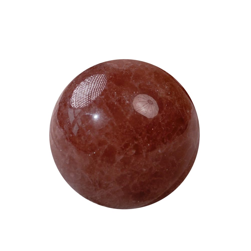 DPURPIWADY Strawberry Quartz Crystal Sphere -Decorative Balls, with Speckled Inclusions, Fruity Color, Hand Polished for, Feng Shui, and,70~80mm
