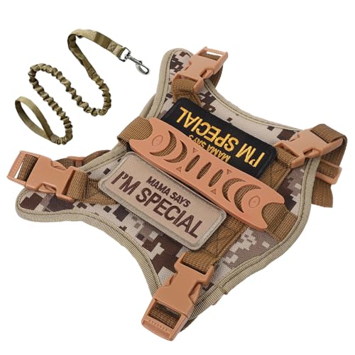 Levemolo Arnés Ajustable para Gatos y Gatitos con Correa de Seguridad, Chaleco Táctico Antiescape Camuflaje, Material Resistente y Ligero para Paseos, Viajes y Actividades al Aire Libre