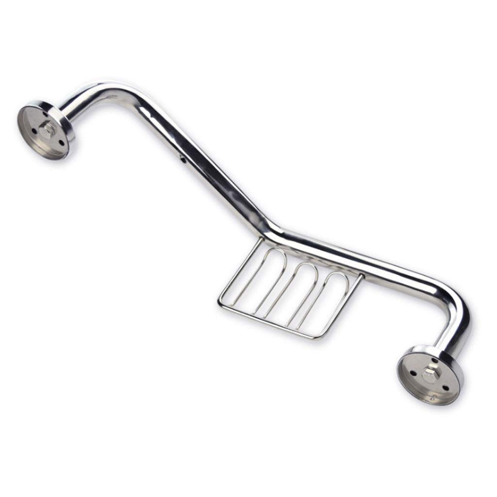 Maniglione di Sicurezza Antiscivolo per Bagno, Vasca e WC, in Acciaio Inox Rinforzato con portasapone, Ideale per Anziani, Donne in Gravidanza e per prevenire infortuni.