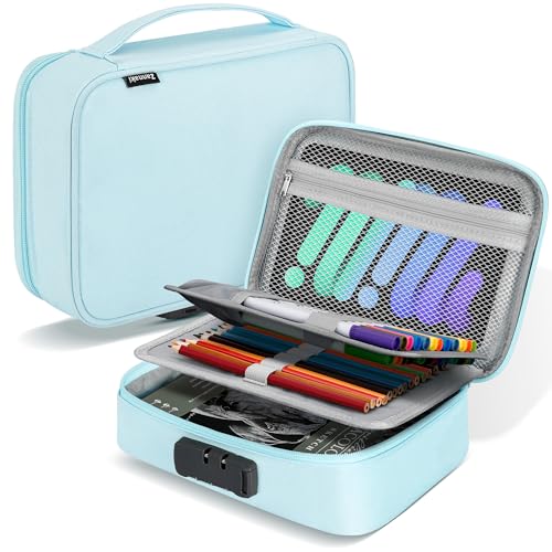 Zannaki Large Capacity Pencil Pouch Case with Lock, Pen Marker Stationery Bag Art Supply Storage Organizer Box for Bullet Journal Middle High School College Student Teen Girl Women Adult, Mint Green
