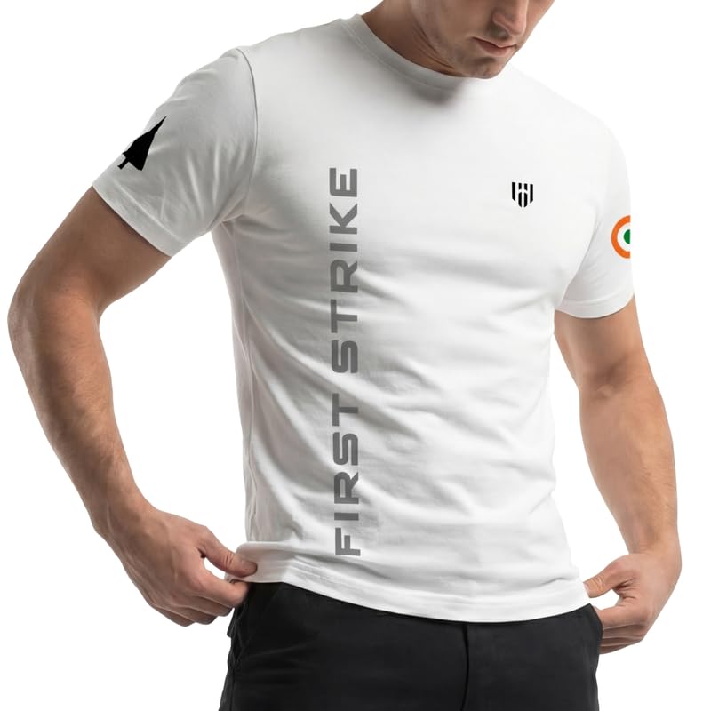 Image of Deployed First Strike Signature Luxesoft Cotton T-Shirt | Army t Shirt for Men | Military | Commando | t Shirts | Round Neck | Half Sleeve | Regular Fit | Black