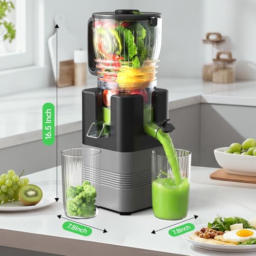 400W Cold Press Juicer, 5.8" Wide Feed Chute Slow Masticating Juicer Machines for Whole Fruits & Vegetables | High Juice Yield, Easy to Clean | Valentine's Day Gift Ideas for Women (Dark gray) - Image 3